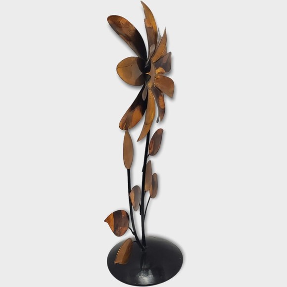 Metal Flower Foiled And Lacquered Copper And Pewter Table Top Decoration 18.7" - Picture 8 of 11